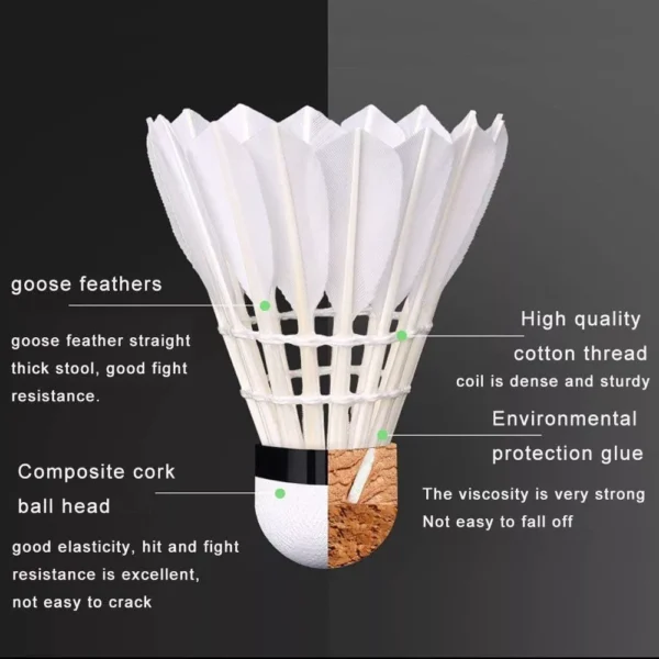 Goose Feather Badminton Shuttlecock 6pcs
